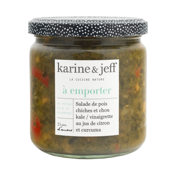 salade bio d'automne (pois chiches et chou kale, vinaigrette citron et curcuma) - 350 g