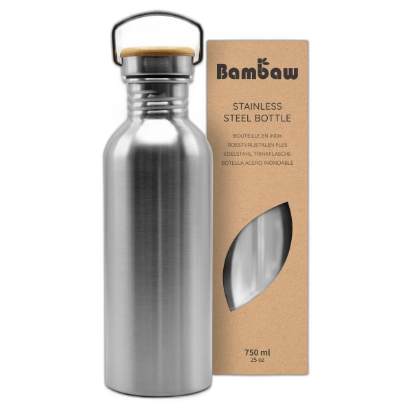 Bouteille non-isotherme en acier inoxydable (couleur Acier Naturel) - 750 mL