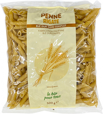 Penne rigate demi complet origine italie - 500 g