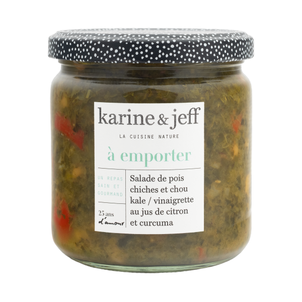 salade bio d'automne (pois chiches et chou kale, vinaigrette citron et curcuma) - 350 g