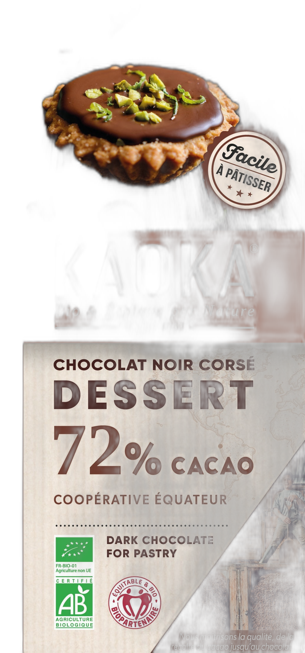 Tablette chocolat dessert 72% bio (equateur) - 100 g