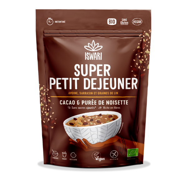 Super petit déjeuner cacao et purée de noisettes bio - 360g