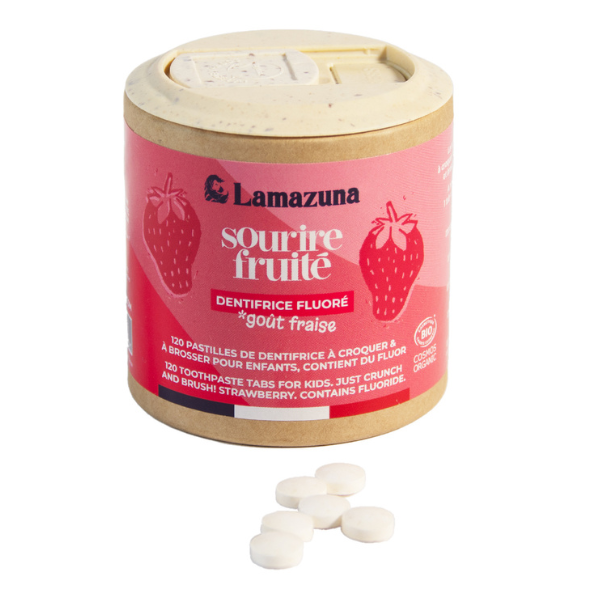 Dentifrice à croquer enfant (fraise avec fluor) - 120 pastilles