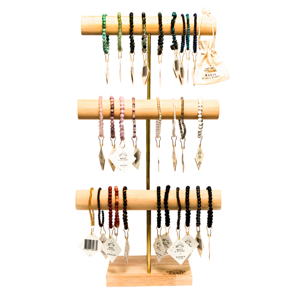 Kit d'implantation présentoir et 35 bracelets en pierre naturelle
