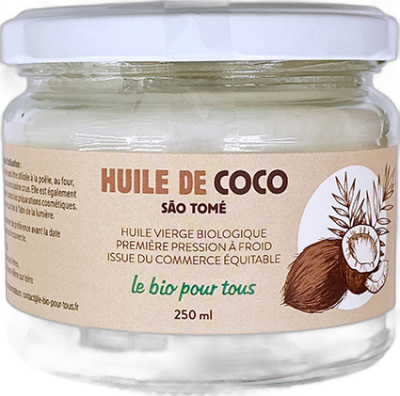Huile de coco vierge (origine Sao Tomé et Principe) - 250 mL