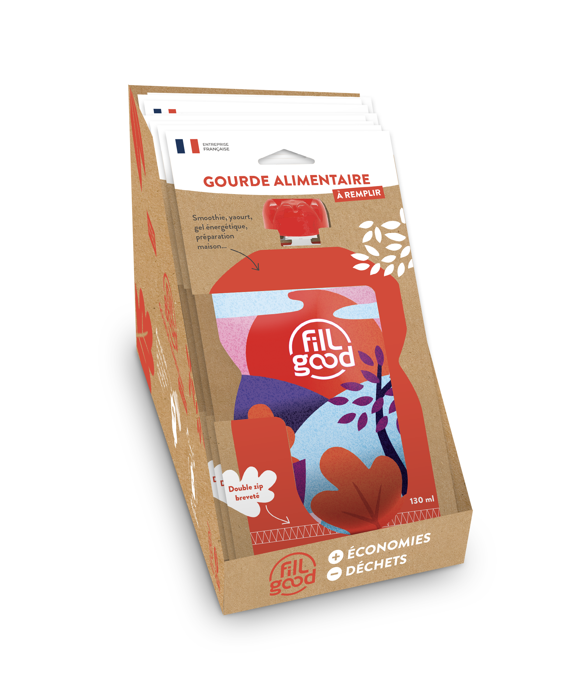 Gourdes r√©utilisables adulte roses (pr√™t √† vendre) - 130 mL x 8