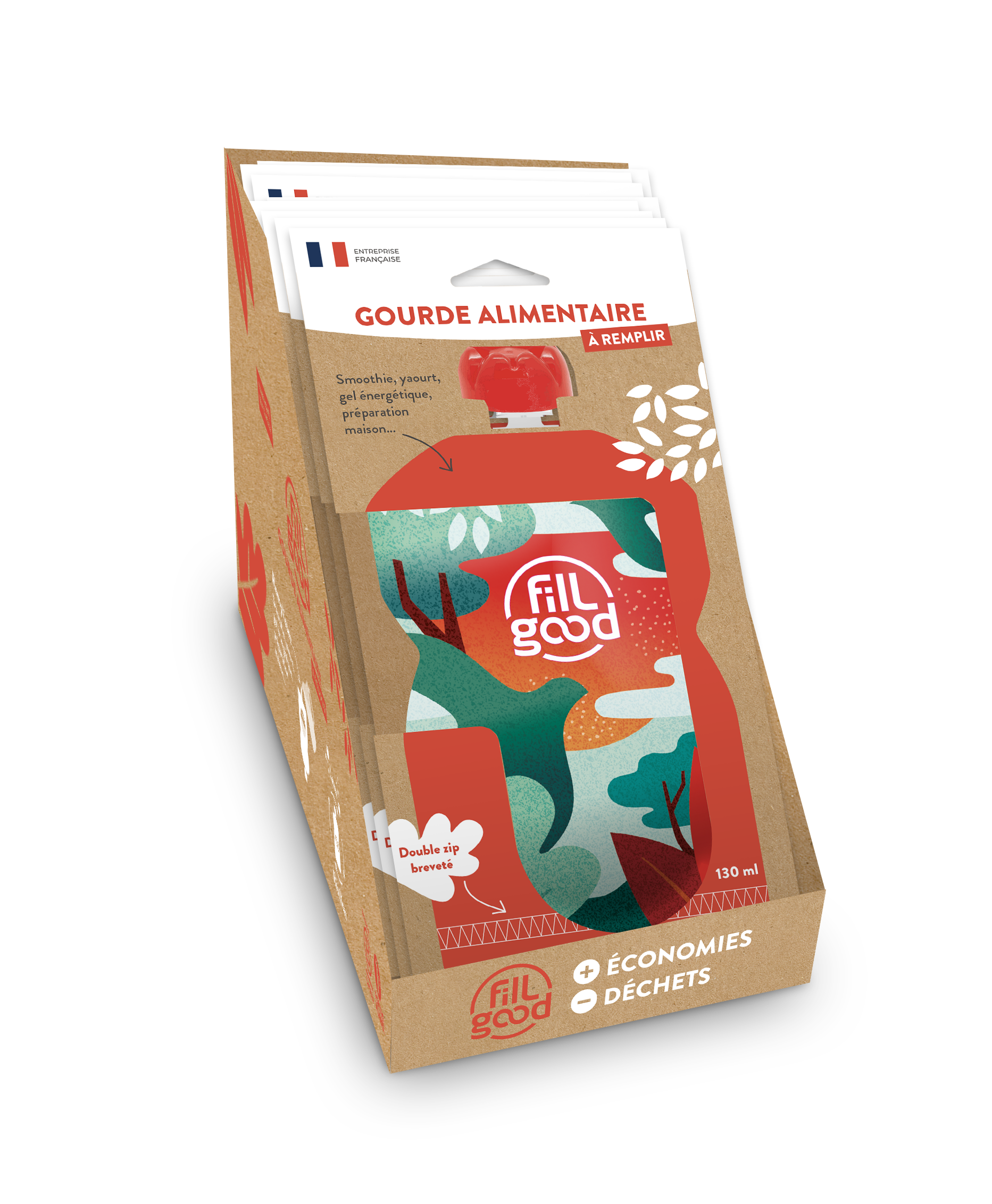 Gourdes réutilisables adulte vertes (prèt à vendre) - 130 mL x 8