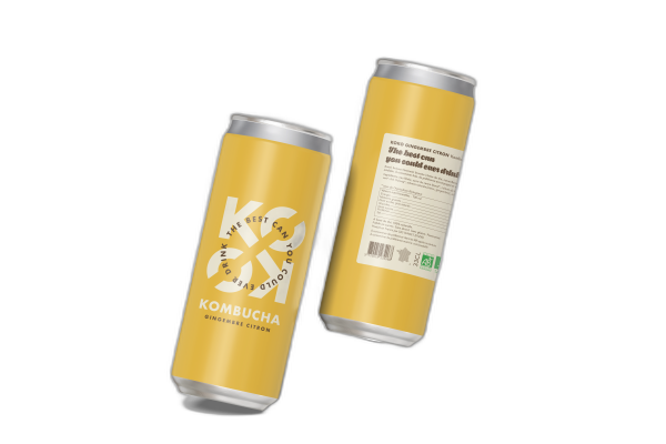 Kombucha bio gingembre citron (origine France) - canette 25cL