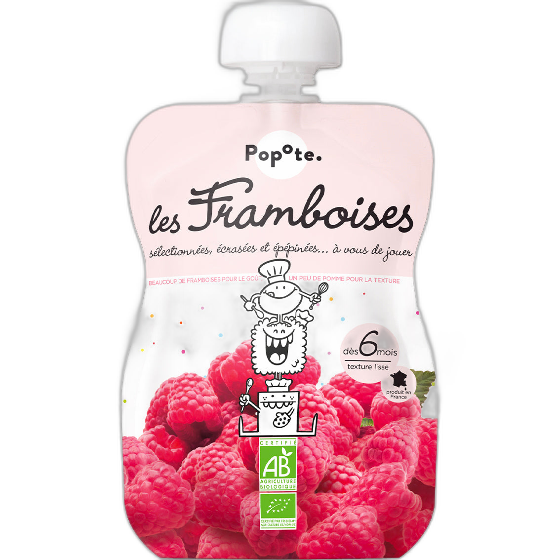 Gourde compote framboise bio - 120 g