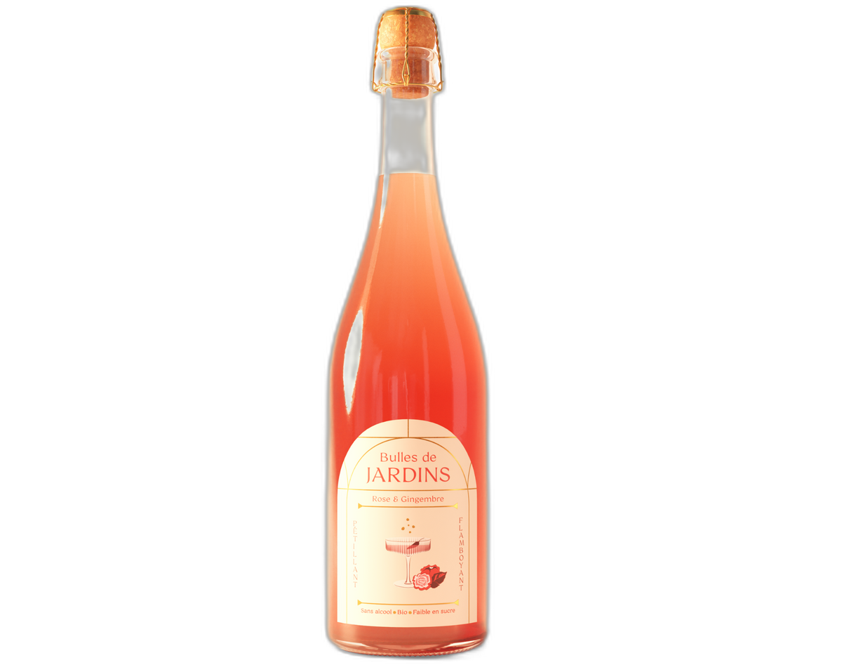 Pétillant sans alcool bio rose & gingembre (bulles de jardins) - 75 cL