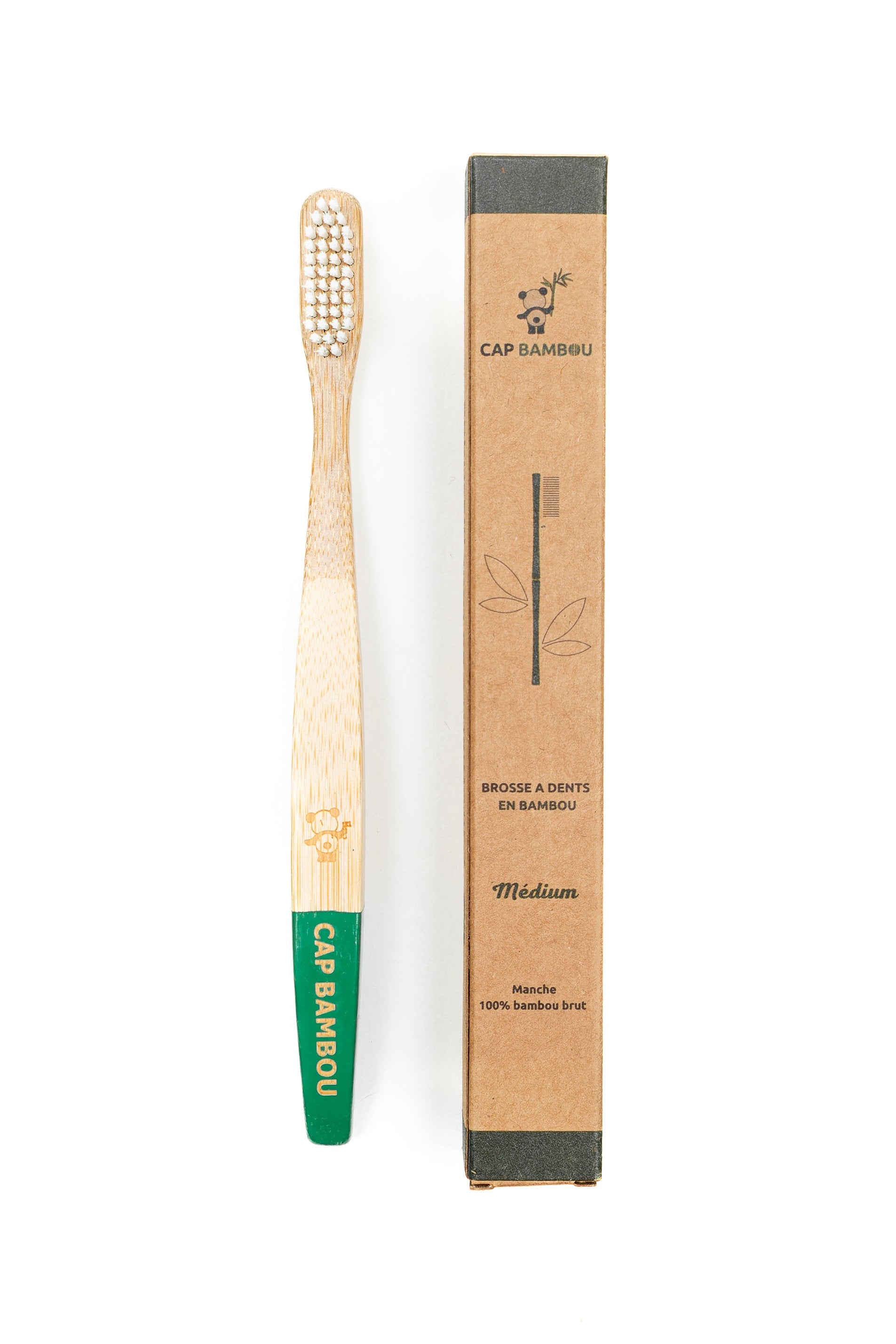 Brosse à dents adulte x1 poils medium gravées Cap Bambou