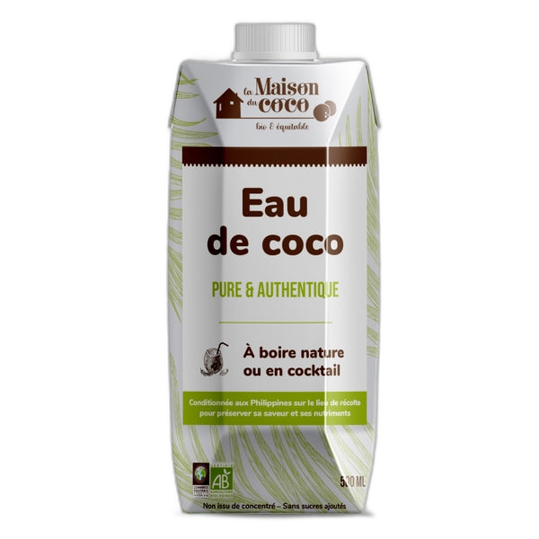 Eau de noix de coco nature bio (√©quitable) (origine Philippines) - 500 ml