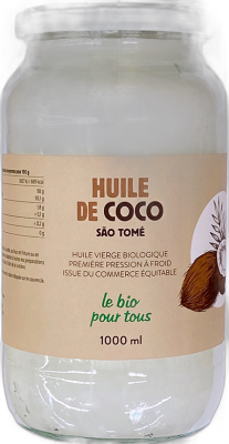 Huile de coco vierge (origine Sao Tomé et Principe) - 1L