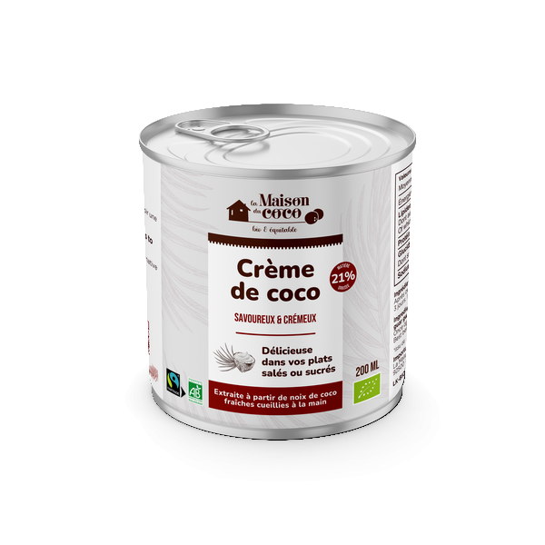 Crème de coco 21% mg bio (équitable) - 200 ml