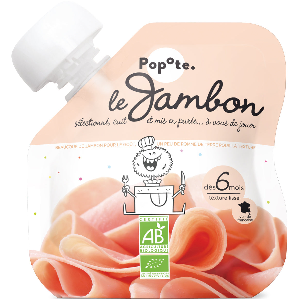 Gourde purée jambon bio - 60 g