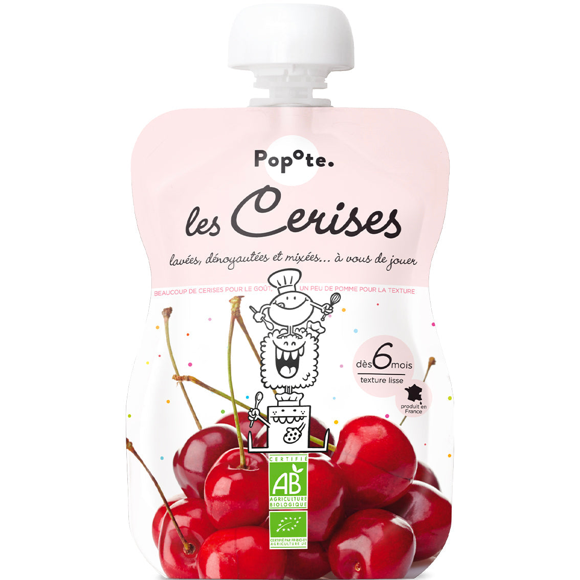 Gourde compote cerise bio - 120 g