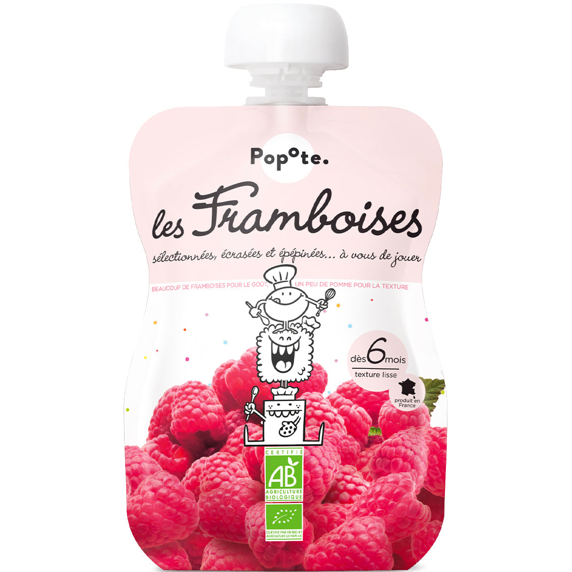 Gourde compote framboise bio - 120 g