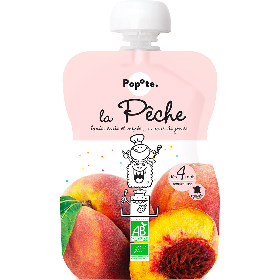 Gourde compote pêche bio - 120 g
