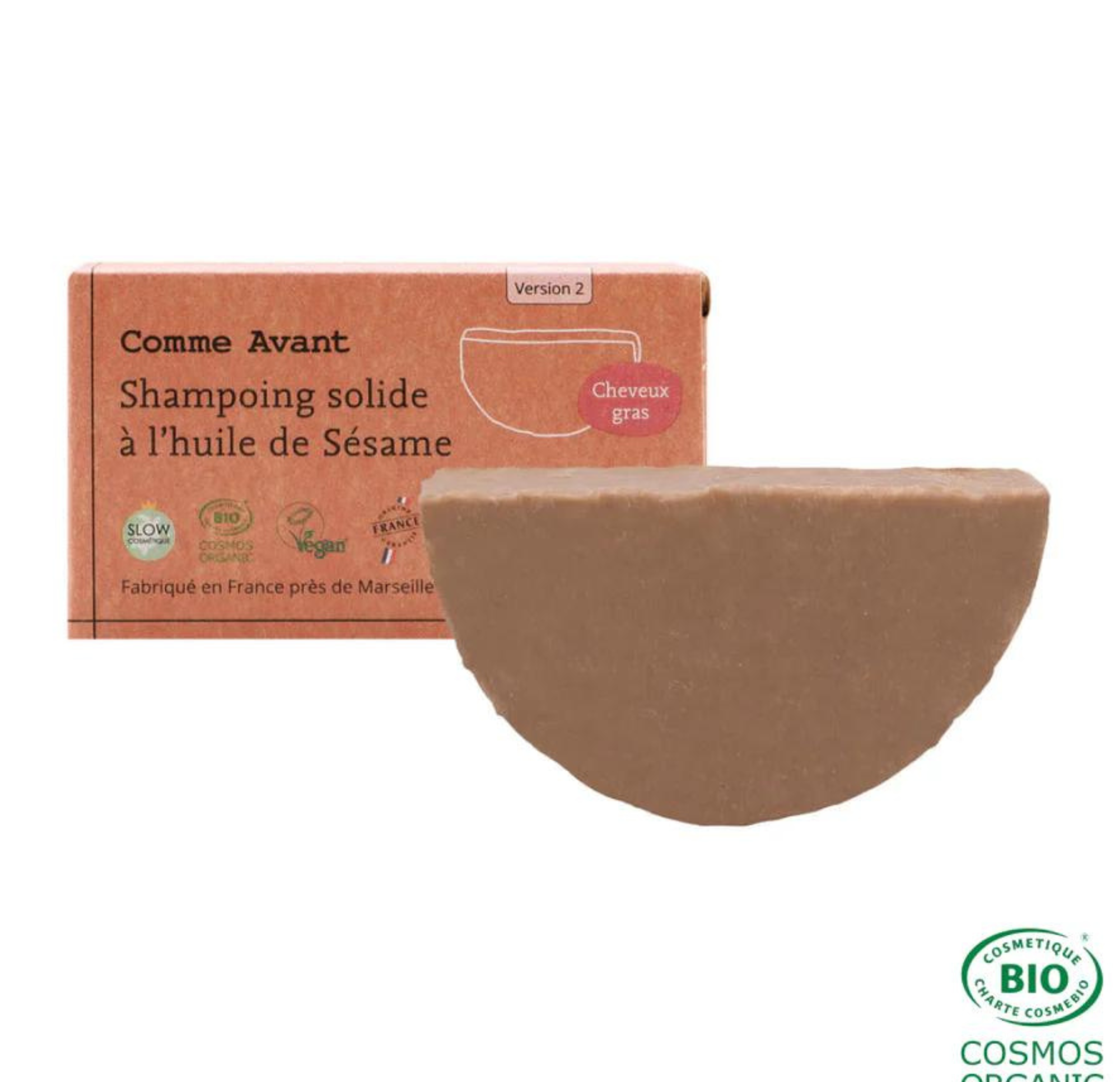 Shampoing solide à l'huile de sésame (cheveux gras) - version 2 - 70 g