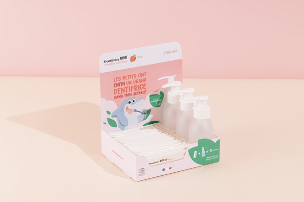 Présentoir dentifrice fraise kids (20 dentifrices + 3 bouteilles)