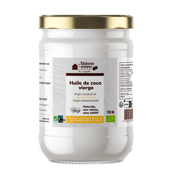 Huile de coco vierge bio (équitable) (origine Philippines) - 700 ml