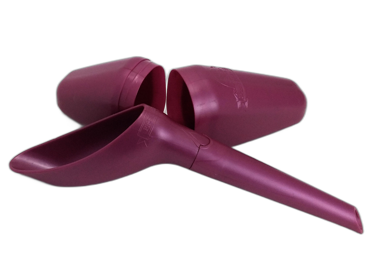 Pisse-debout réutilisable et compact rose nacré