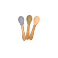 Cuillères en bambou et silicone pastel (vert pastel, bleu pastel et rose poudré) - lot de 3