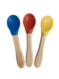 Cuillères en bambou + silicone obscur (moutarde, bleu marine et terracota) - lot de 3