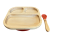 Set de repas assiette  3 compartiments terracotta (assiette + cuillère)