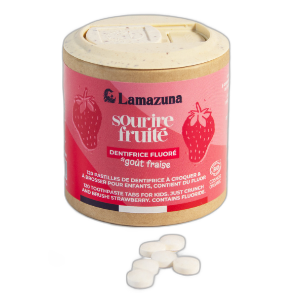 Dentifrice à croquer enfant (fraise avec fluor) - 120 pastilles