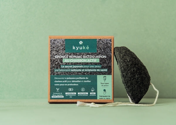 √âponge konjac bio au charbon actif (origine Japon)