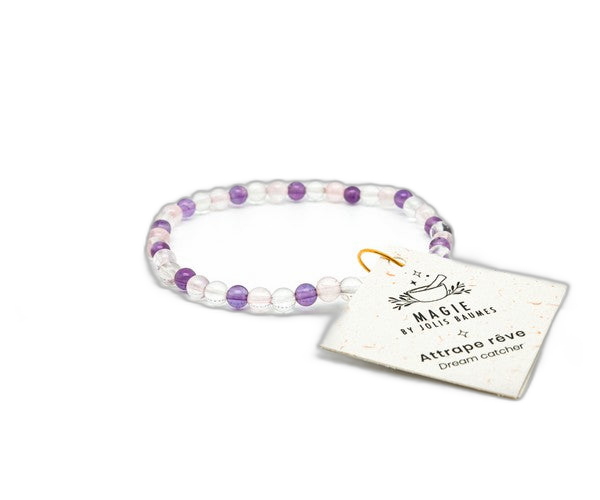 Bracelet attrape r√™ve am√©thyste, cristal et quartz