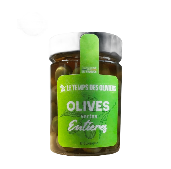 Olives vertes entières bio (en saumure) (origine Italie) - 180 g