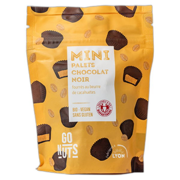 Mini palets chocolat noir fourrage beurre de cacahuètes bio - 120 g