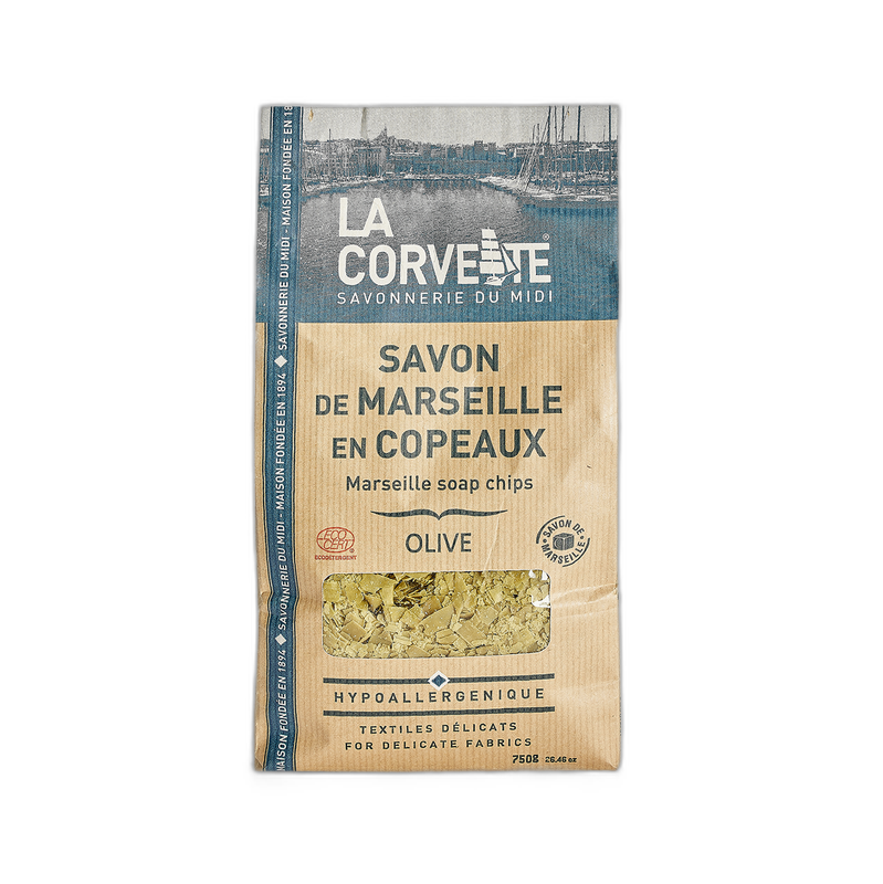 Sachet de savon de marseille en copeaux olive - 750 g