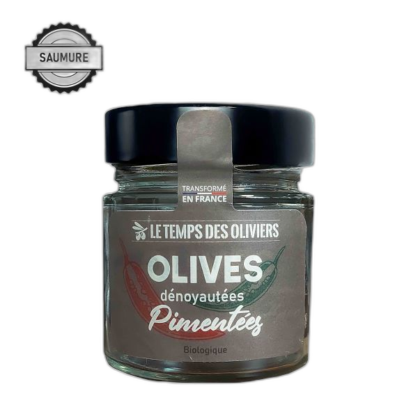 Olives denoyautées pimentées bio (en saumure) (origine Italie) - 90 g