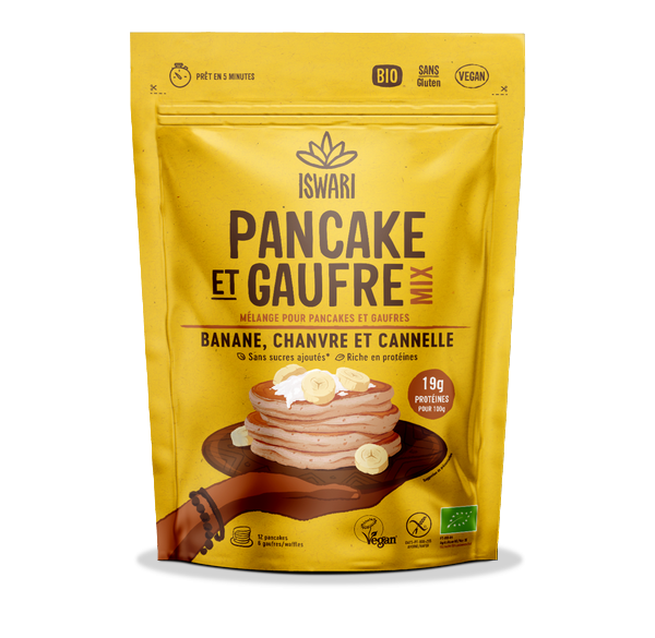 Mélange instantané pour pancake et gaufre banane, chanvre et cannelle - 300 g