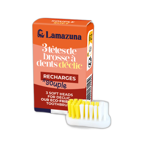 Recharge de 3 tètes de brosse à dents souple