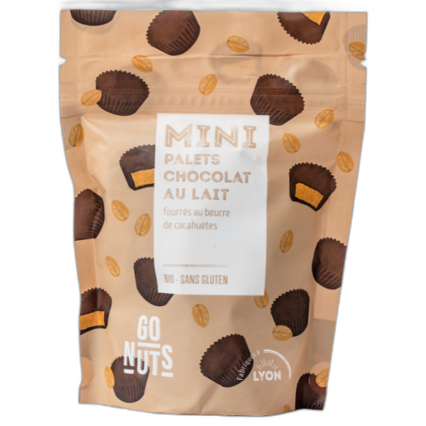 Mini palets chocolat lait fourrage beurre de cacahuètes bio - 120 g