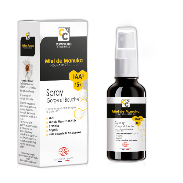 Spray gorge et bouche bio au miel de manuka iaa15+ - 25 ml