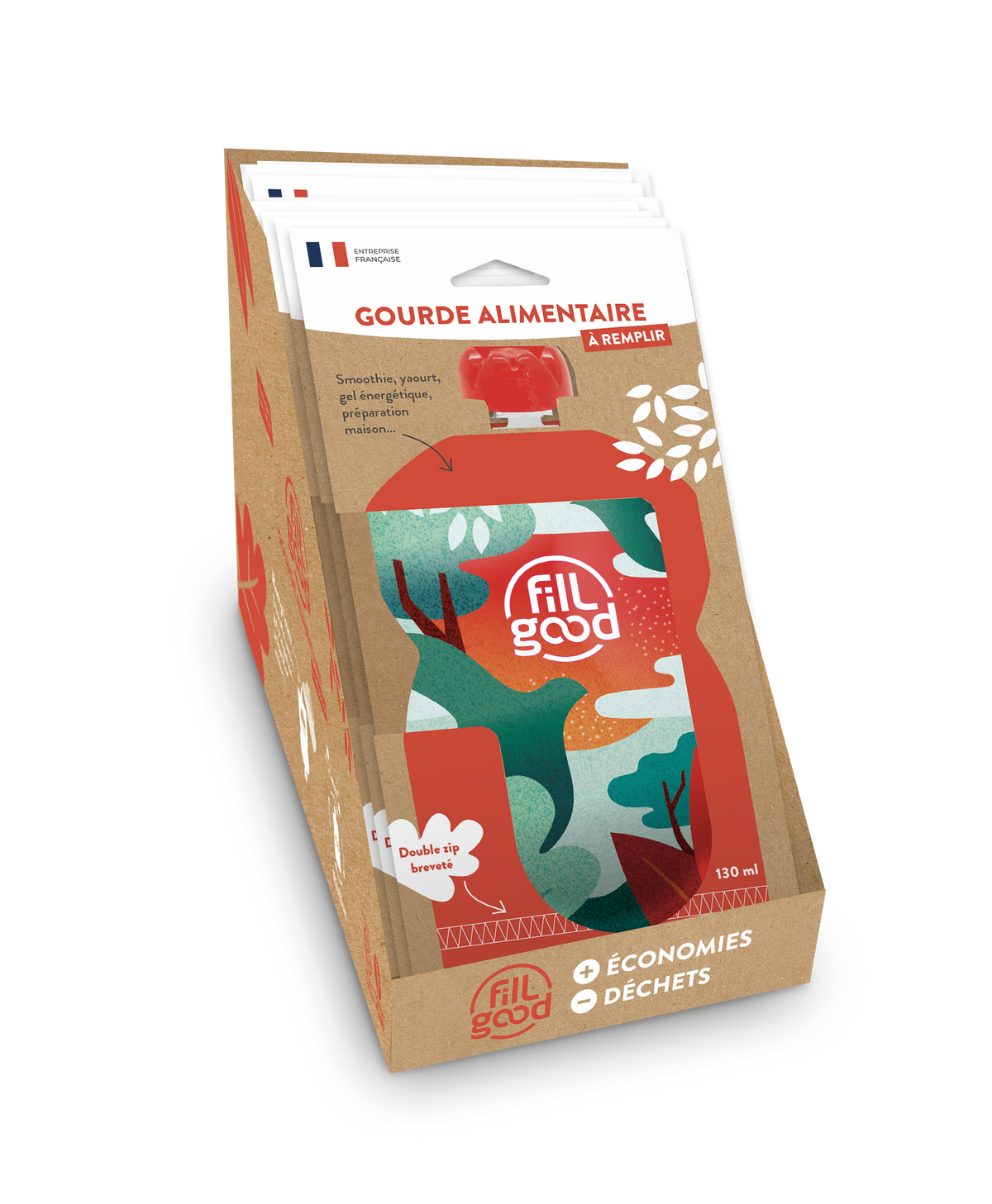 Gourdes réutilisables adulte vertes (prèt à vendre) - 130 mL