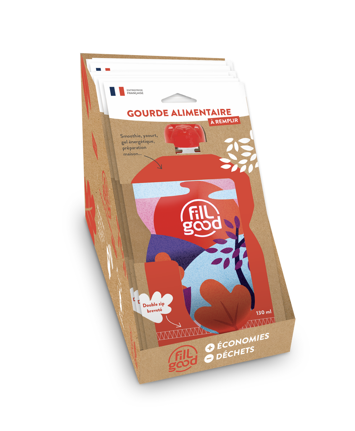 Gourdes réutilisables adulte roses (prèt à vendre) - 130 mL