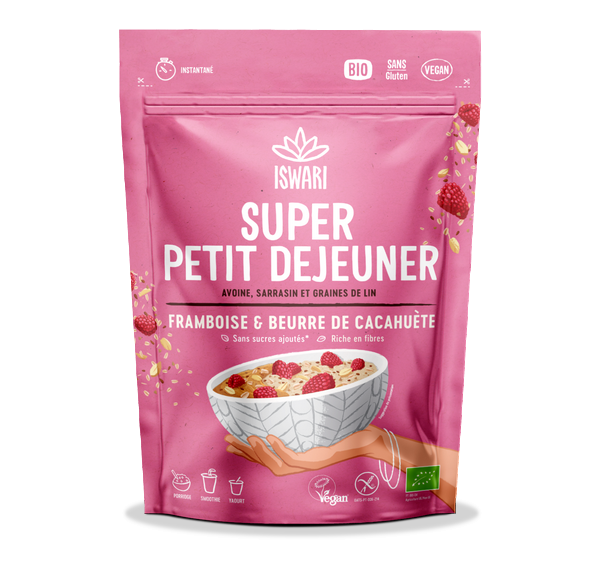 Super petit-déjeuner framboise et beurre de cacahuète bio - 360 g