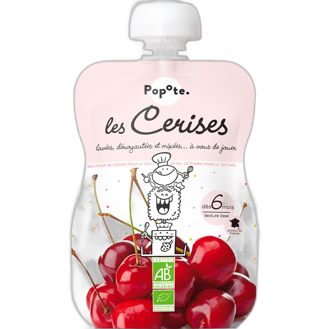 Gourde compote cerise bio - 120 g