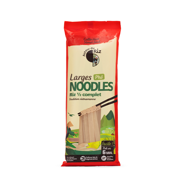 Noodles larges de riz demi complet bio (pour phô) - 170 g