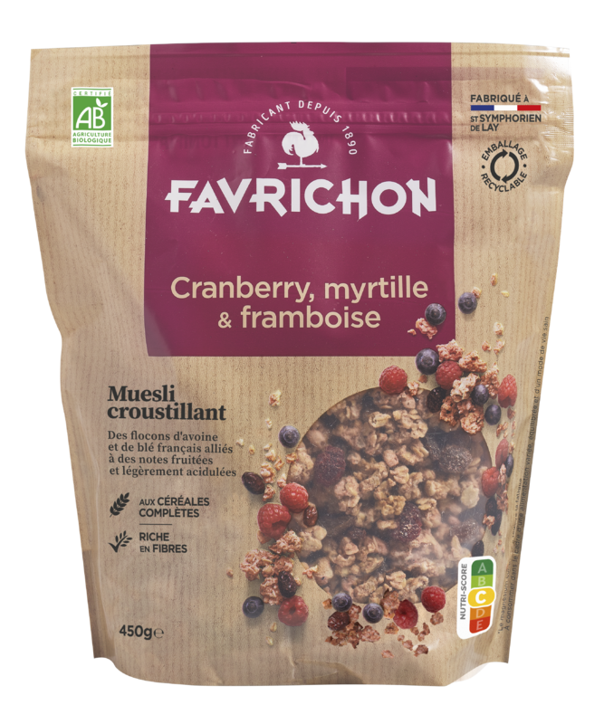 Muesli croustillant cranberry myrtille & framboise - 450 g