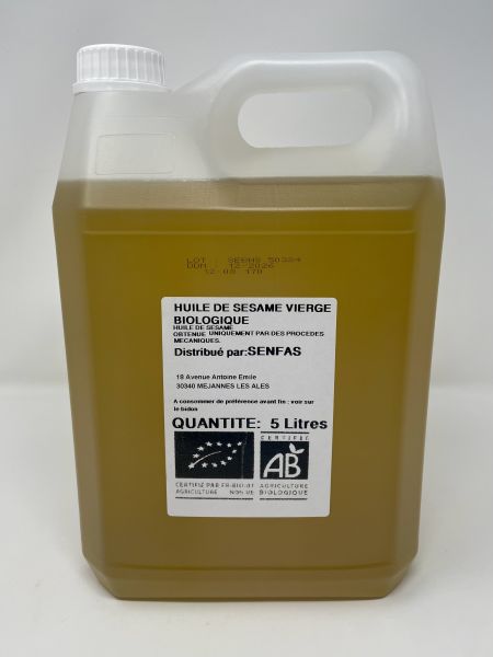 huile de sésame vierge bio vrac (origine amérique du sud, afrique) - bidon de 5l