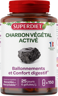 Charbon végétal activé (ballonnements et confort digestif) - maxi pot 150 gélules