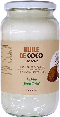 Huile de coco vierge (origine Sao Tomé et Principe) - 1L
