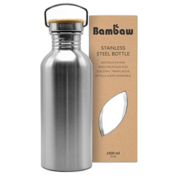 Bouteille non-isotherme en acier inoxydable (couleur Acier Naturel) - 1L